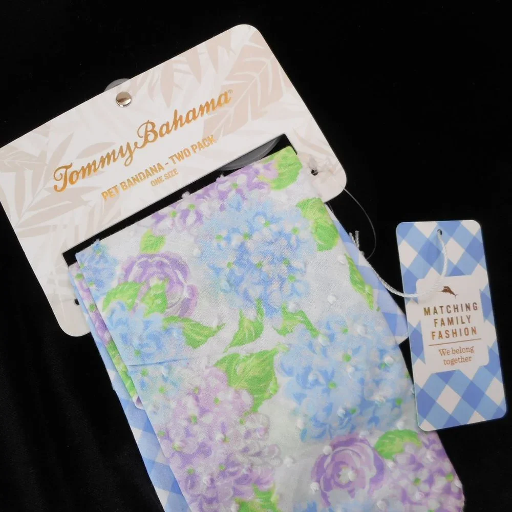 Tommy Bahama Pet Bandana Two Pack Cotton Floral Gingham 13